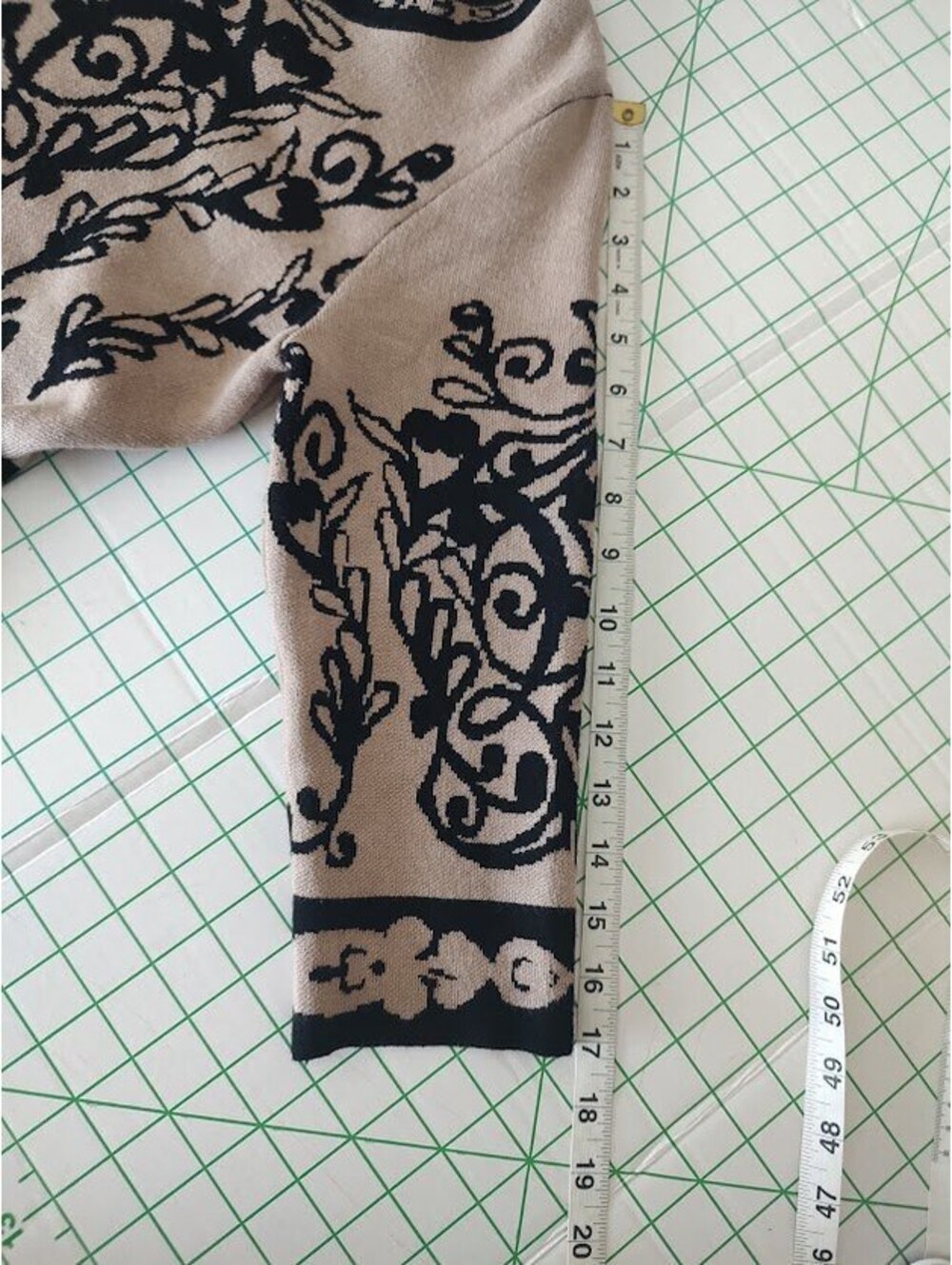 J. Taylor Beige and Black Patterned Knit Dress with 3/4 Sleeves - Picture 6 of 8
